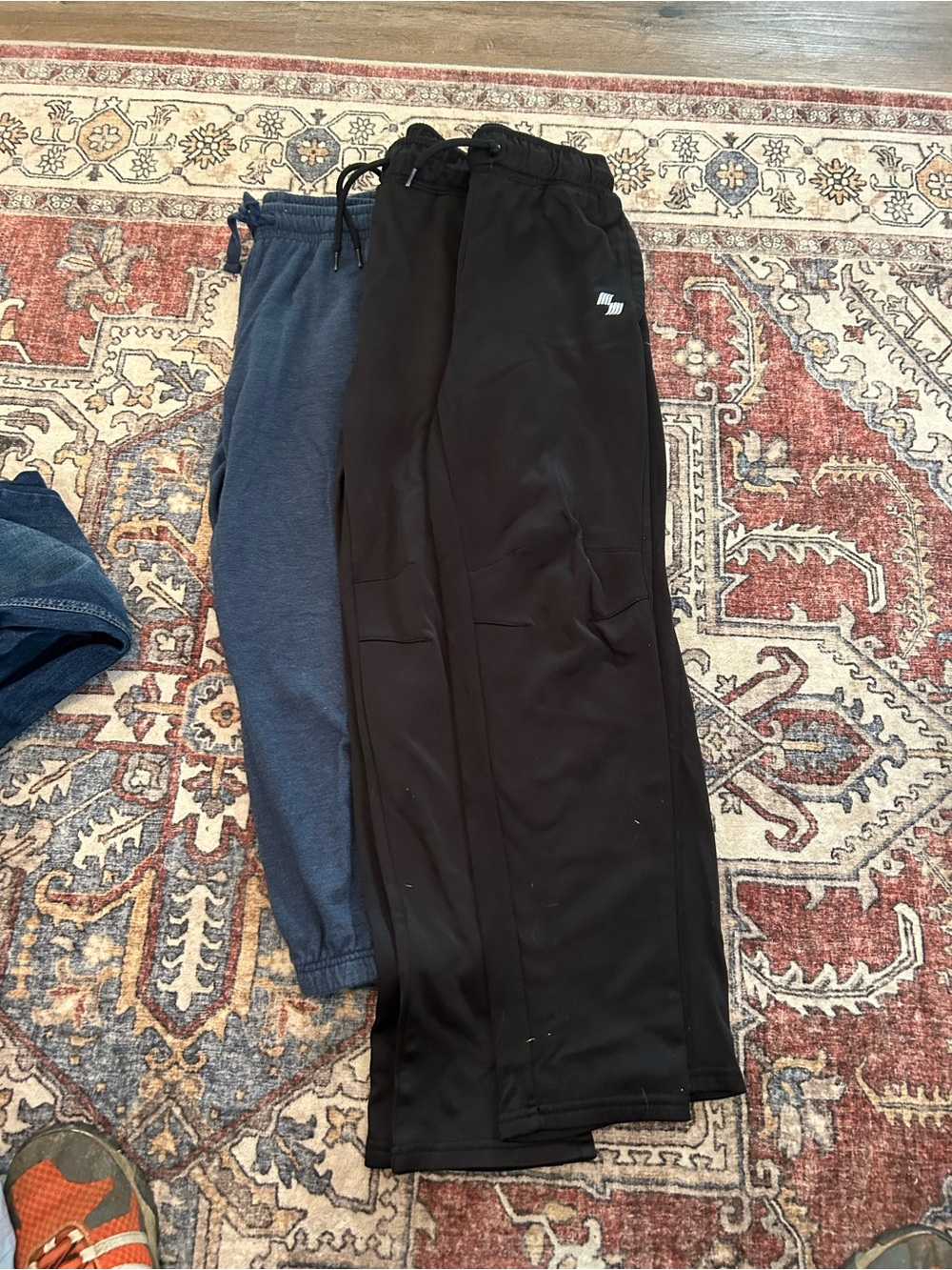 Athletic Works Navy Blue Fleece Jogger Pants with Small White Logo